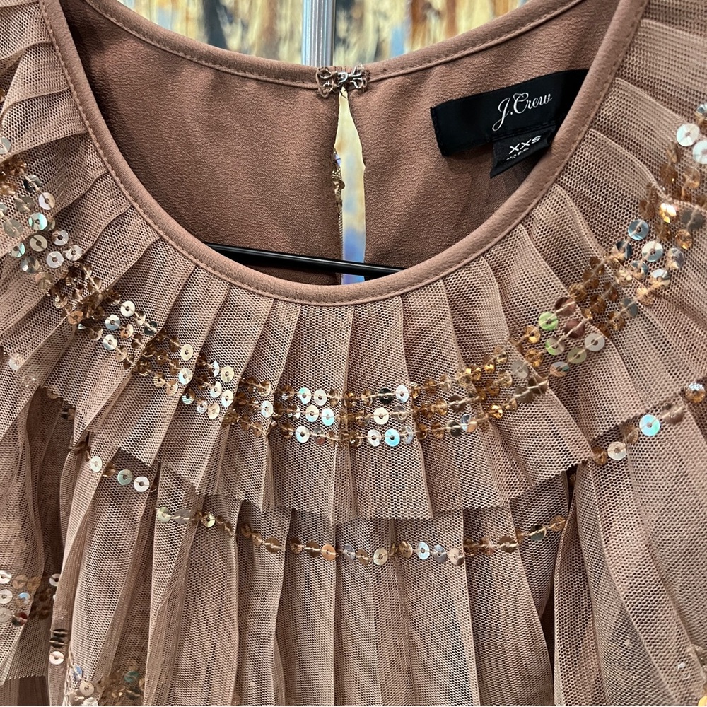 J. Crew Tiered Sequin Ruffle Top - Blush - Picture 3 of 5